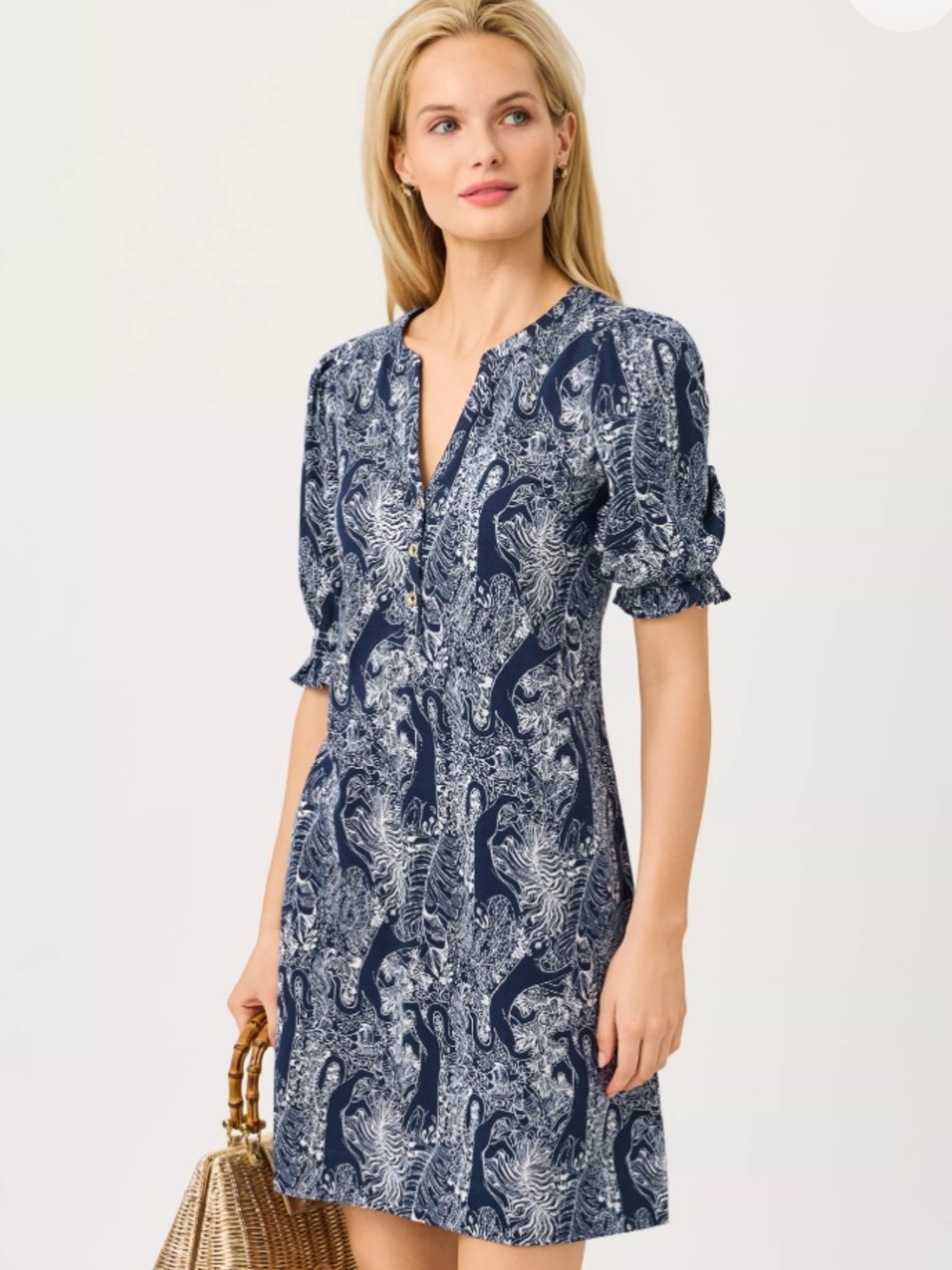 NWT Lilly Pulitzer Delsie Dress (Low Tide Navy Lil Palm Prowl) Size XL
